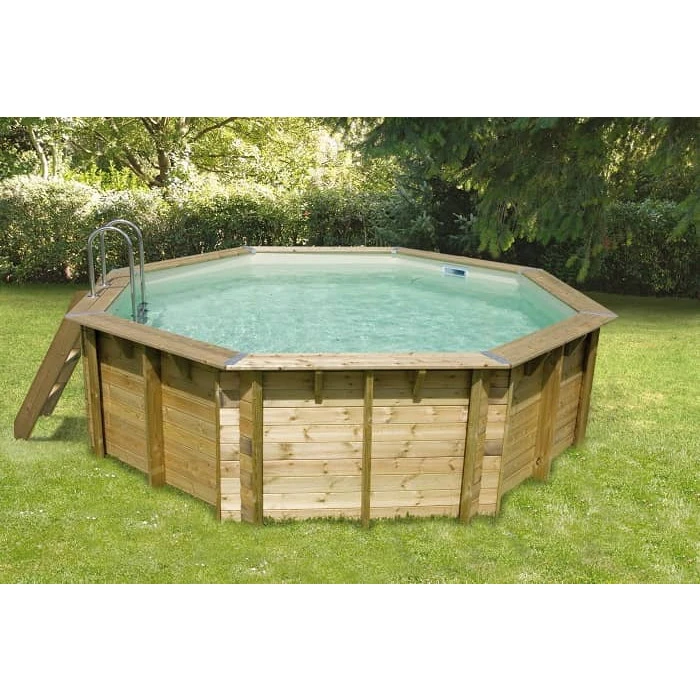 Piscine En Bois Octogonale Ubbink Océa 4,30 X 1,20 M - Liner Beige