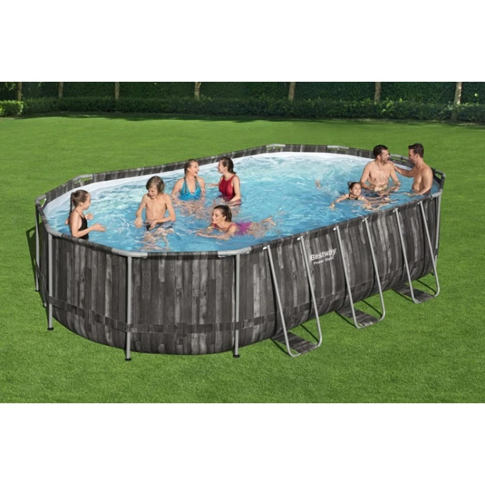 Piscine Tubulaire Ovale Bestway Power Steelâą Bois Rustique 6,10 X 3,66 X 1,22 M â Image 5