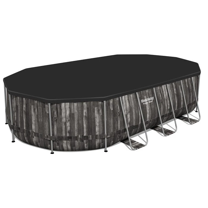 Piscine Tubulaire Ovale Bestway Power Steelâą Bois Rustique 6,10 X 3,66 X 1,22 M â Image 3