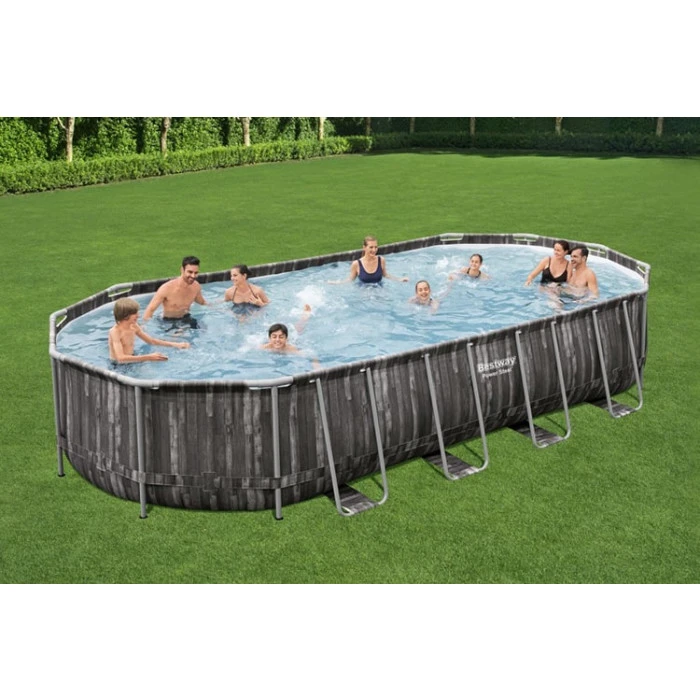 Piscine Ovale Bestway Power Steelâą Bois Rustique 7,32 X 3,66 X 1,22 M â Image 8