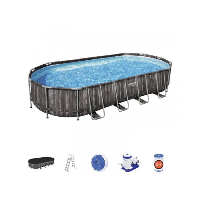 Piscine Ovale Bestway Power Steelâą Bois Rustique 7,32 X 3,66 X 1,22 M â Image 9