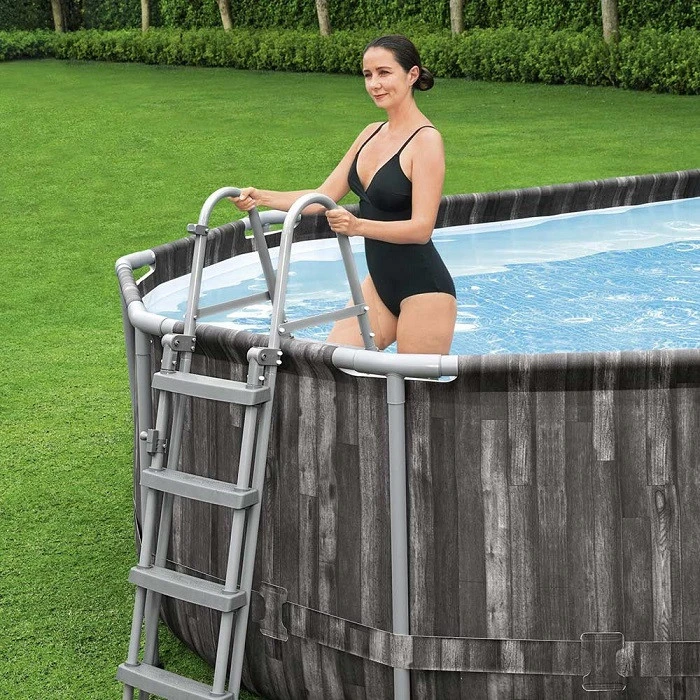 Piscine Ovale Bestway Power Steelâą Bois Rustique 7,32 X 3,66 X 1,22 M â Image 3