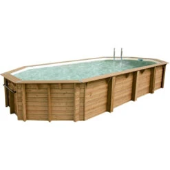 Piscine En Bois Octogonale Ubbink Océa 8,60 X 4,70 X 1,30 M - Liner Beige