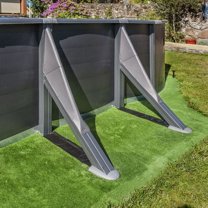 GRE Piscine Ovale Acier Gré Gris Anthracite - 7,30 X 3,75 X 1,20 M – Image 3