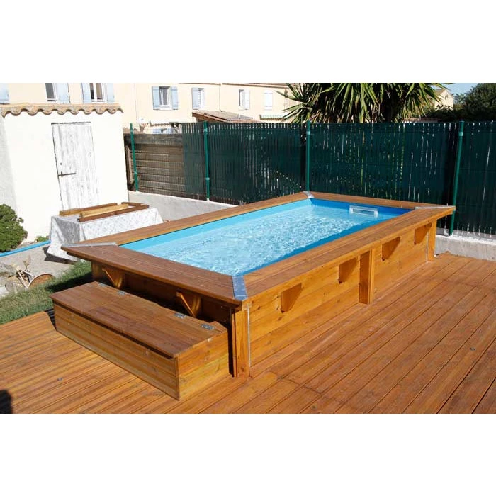 Piscine En Bois Rectangulaire Ubbink Sunwater 3,50 X 2,00 X 0,71 M - Liner Bleu – Image 3
