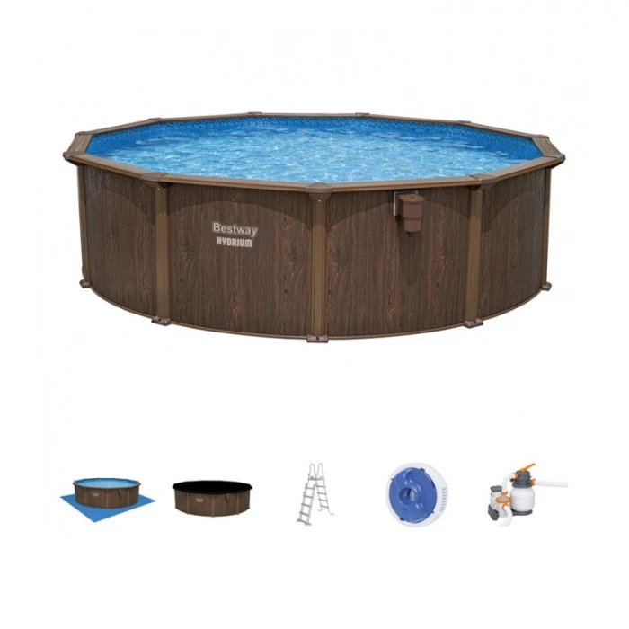 Piscine En Acier Bestway Hydrium Effet Bois Ø 4,90 X H 1,30 M – Image 6